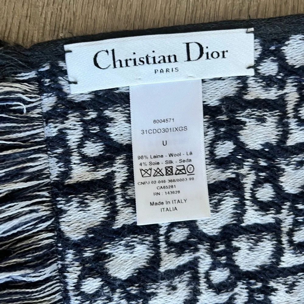 Dior Navy and White Wool Scarf
